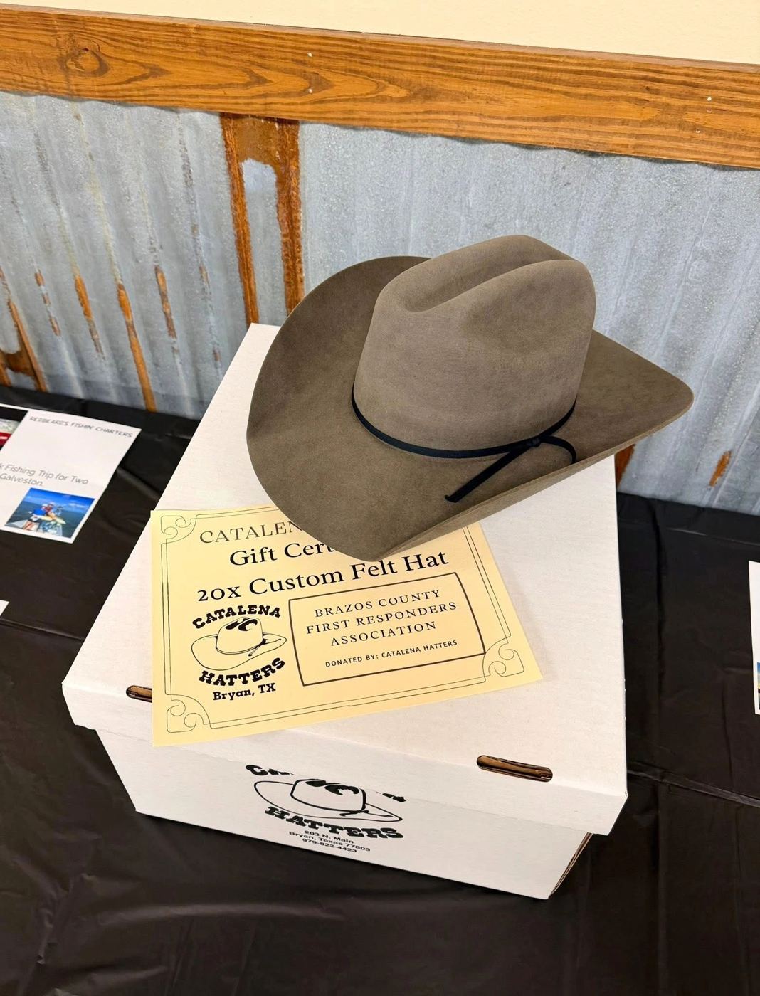 Custom felt hat donated for the auction