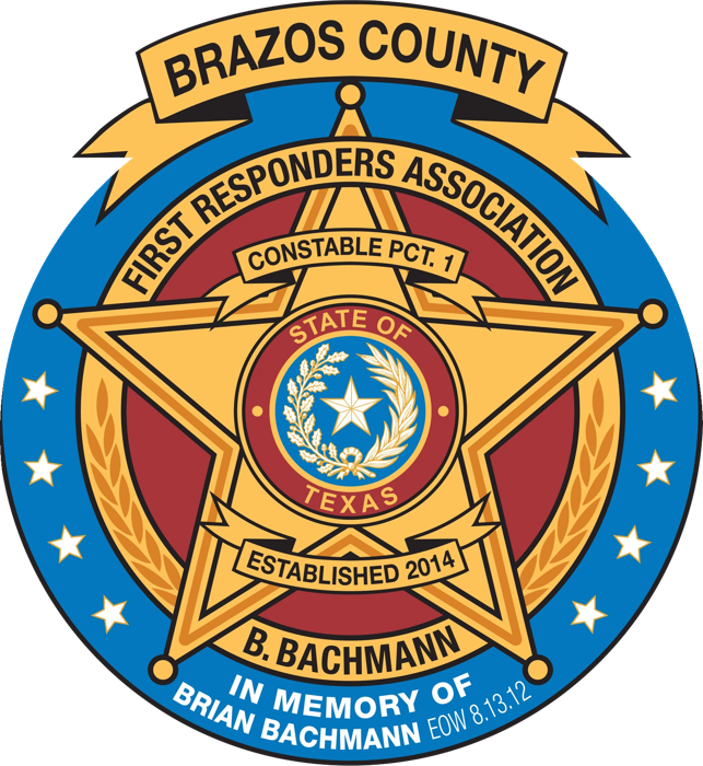 Brazos County First Responders Association emblem: a Constable Precinct 1 star, established 2014, in memory of Brian Bachmann, End of Watch 8.13.12